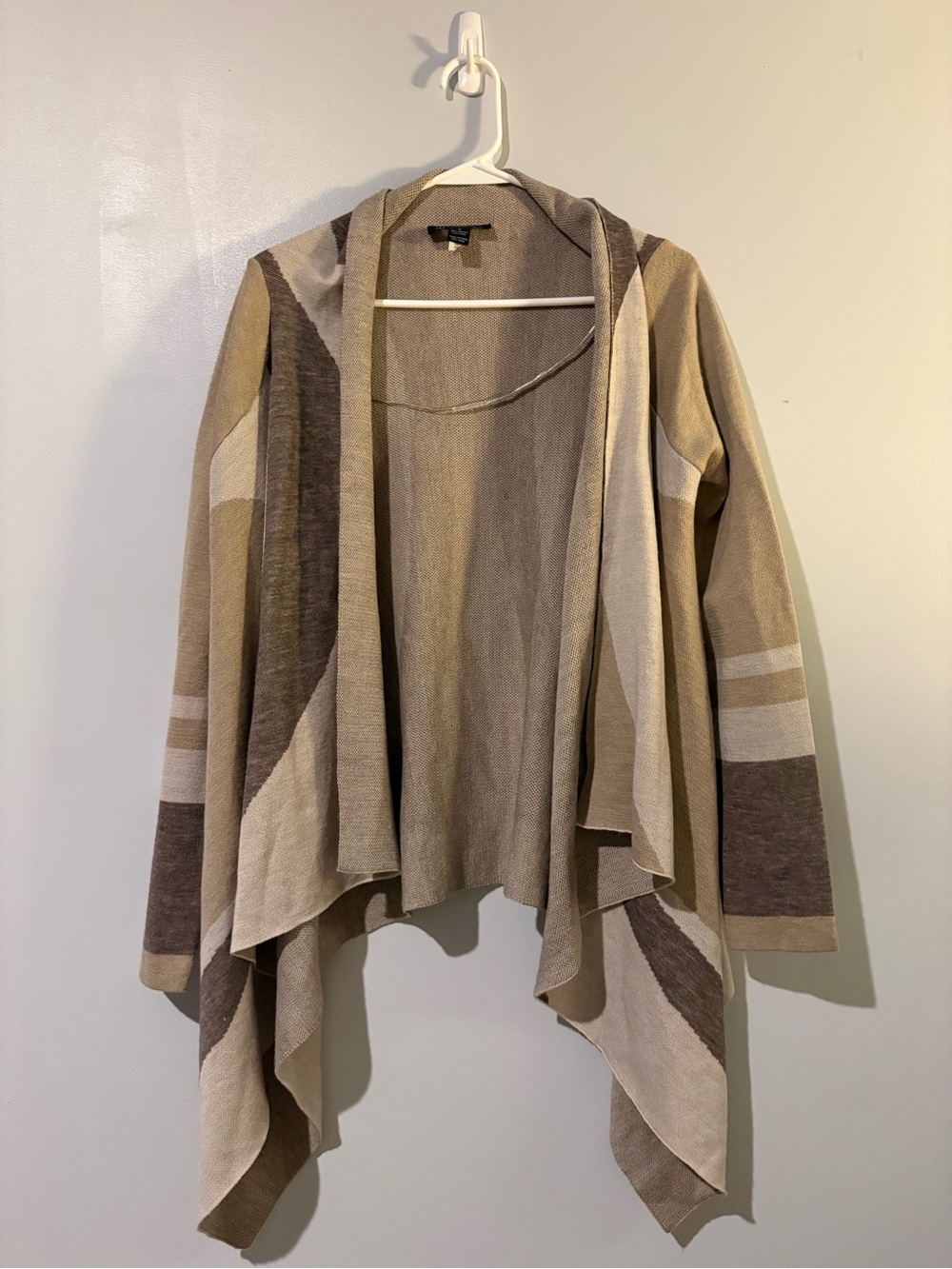 INC International Concepts Draped Open-Front Cardigan in Taupe, Cream, Brown